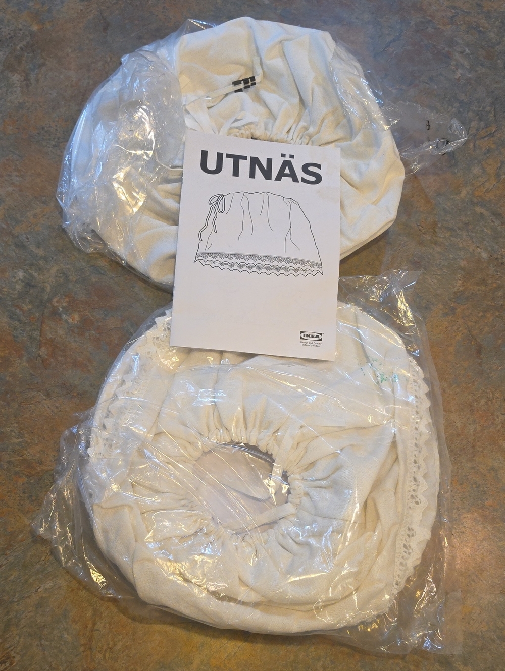 TWO IKEA UTNÄS White Lace Fabric Lamp Shades